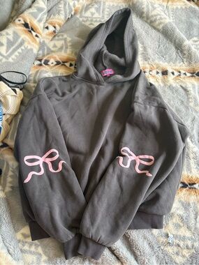 Edikted Charcoal Hoodie with Pink Label